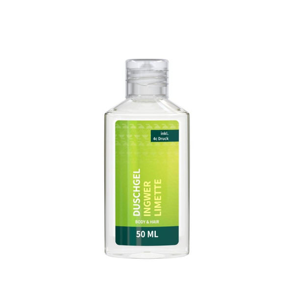 Duschgel Ingwer-Limette, 50 ml, Body Label (R-PET)